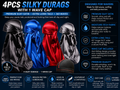 4-Pack Silky Durags with Wave Cap